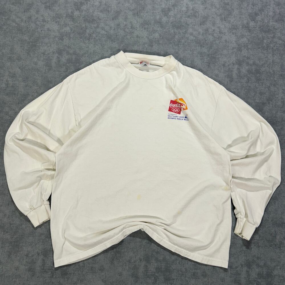 Vintage 2002 Salt Lake Olympics USA Torch Relay Hanes Long Sleeve Shirt Mens XL